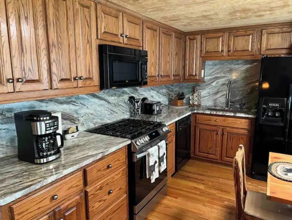 Fully equipped kitchen facing river