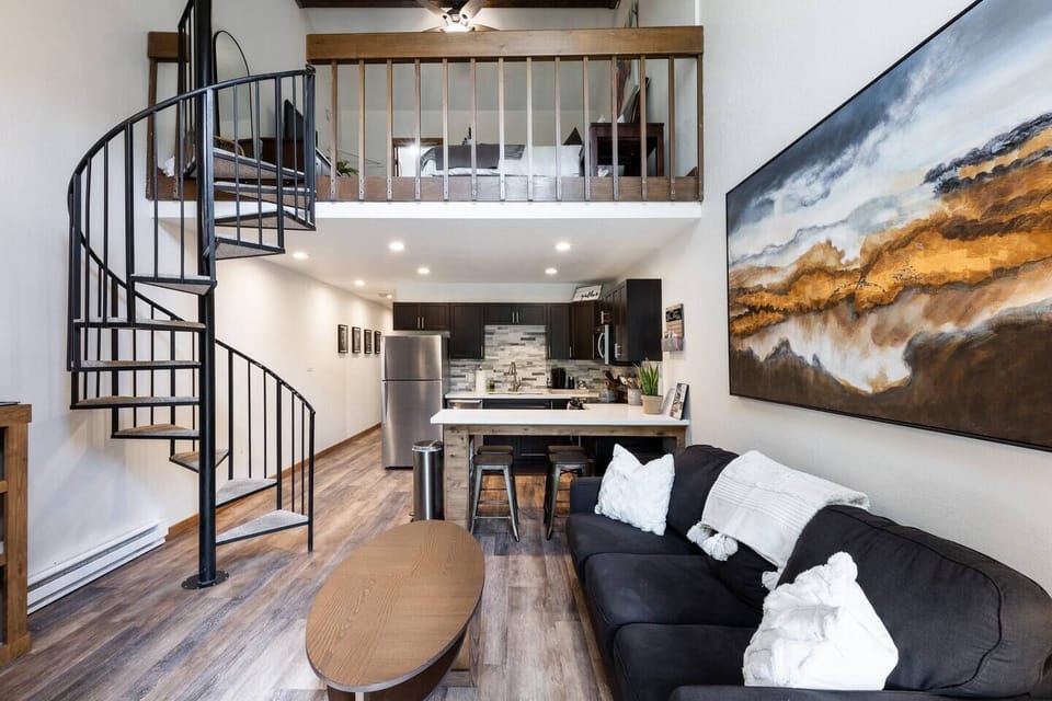 Adventure upstairs—literally! The spiral staircase leads the way