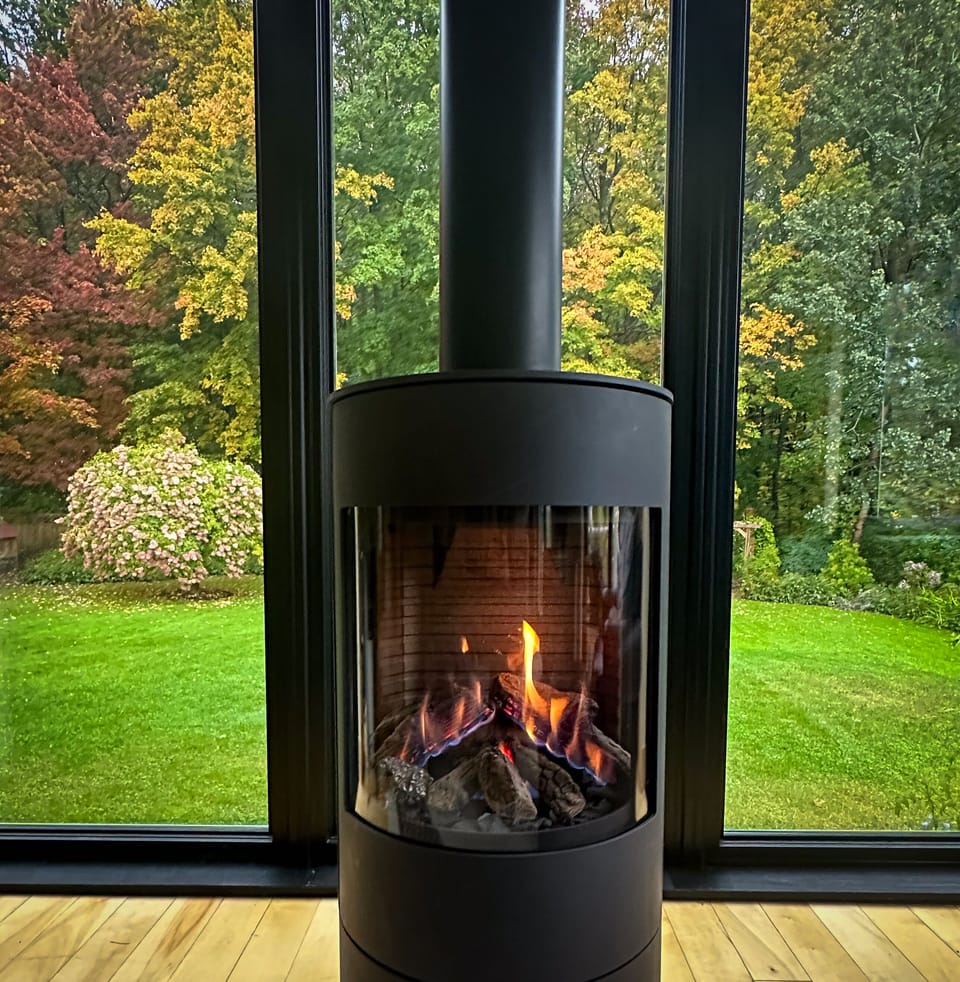 Cozy and convenient gas stove in living room