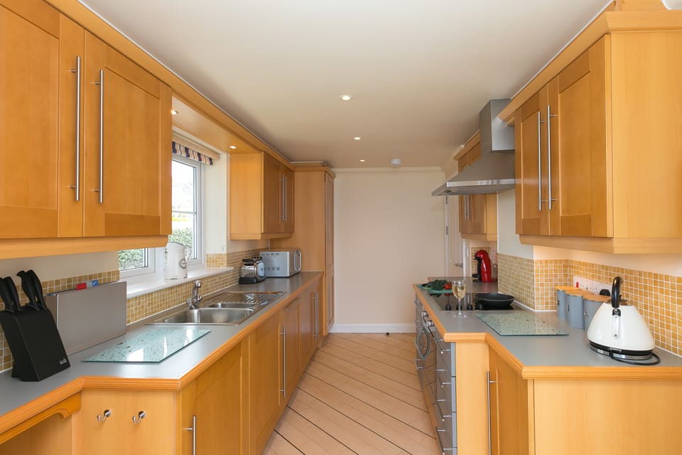 Fridge, dishwasher, electric kettle, toaster