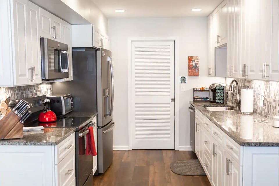 Extremely well provisioned kitchen