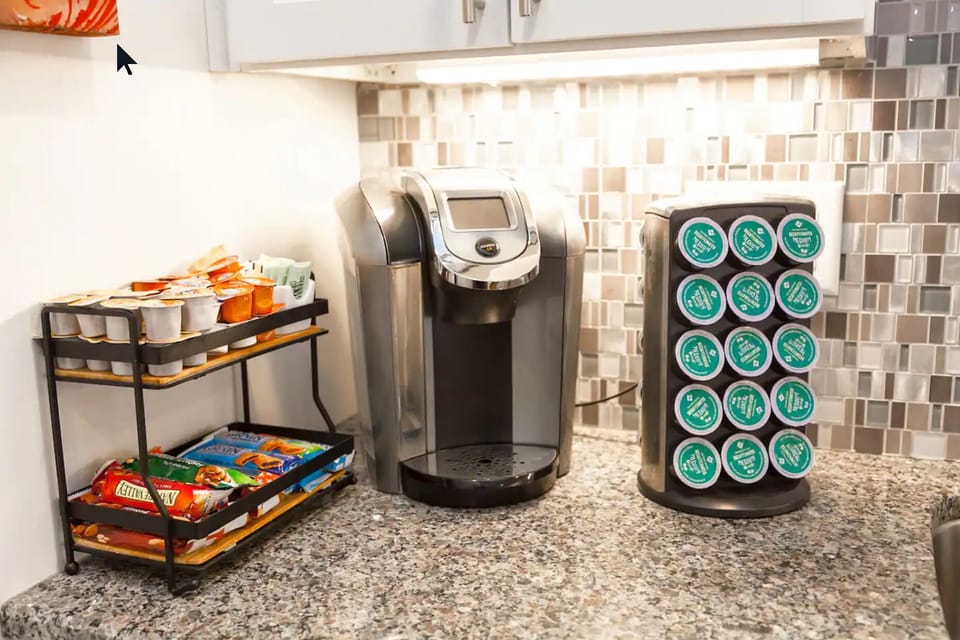 Keurig and goodies for the guests