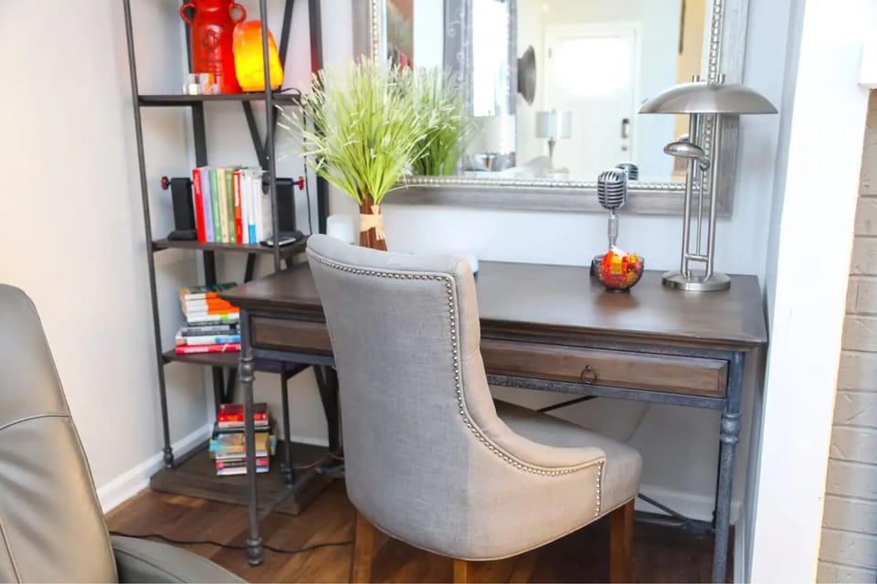 Workspace off of living room