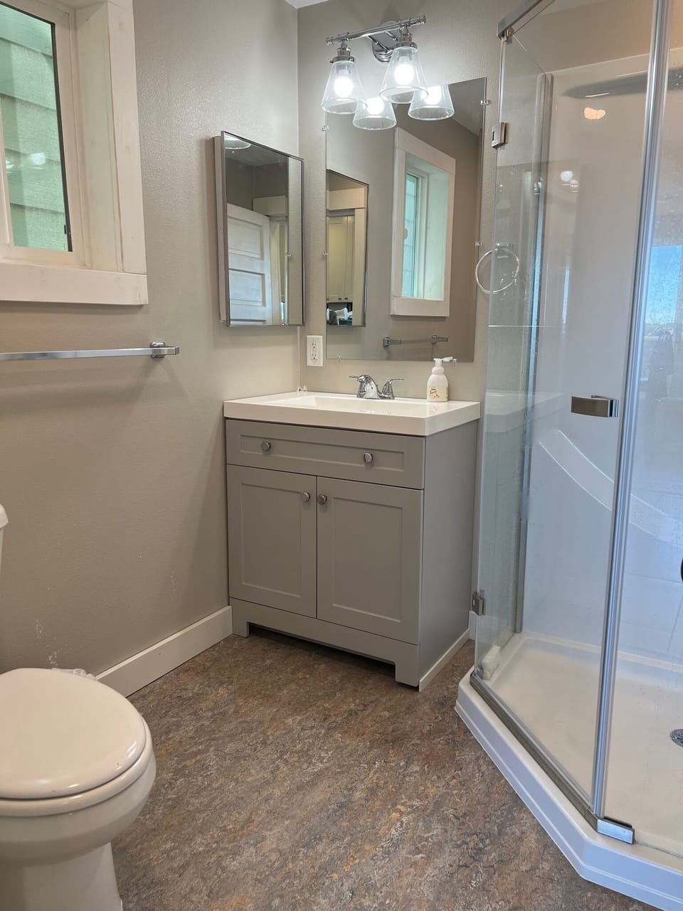Main floor bathroom with shower.