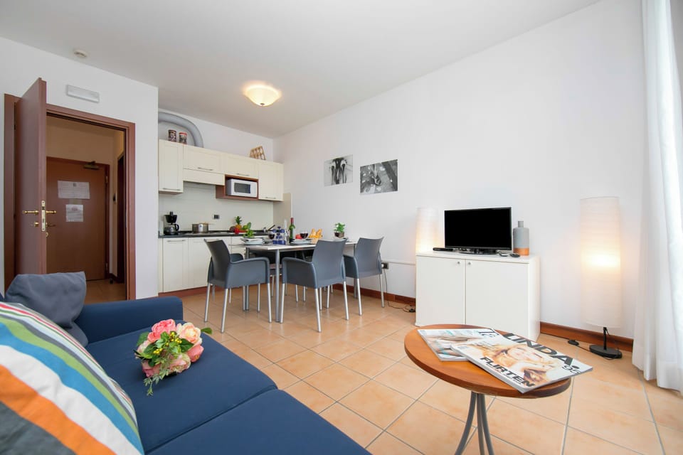 Living room with open plan kitchen