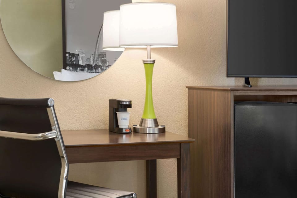 Desk, laptop workspace, blackout drapes, free WiFi