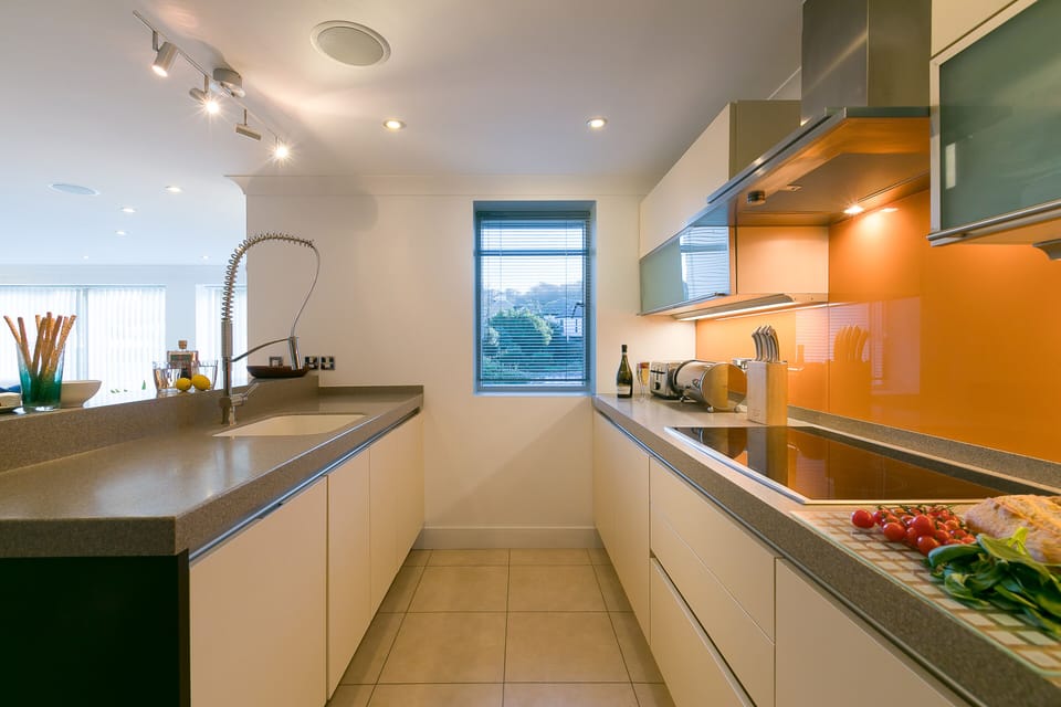 Fridge, dishwasher, electric kettle, toaster