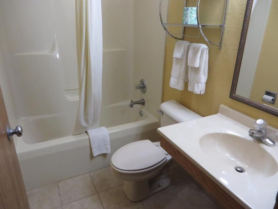 Standard Room, 1 King Bed, Non Smoking | Bathroom | Combined shower/tub, hair dryer, towels