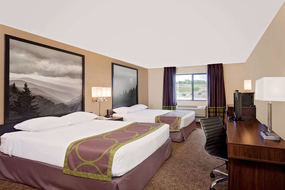 Standard Room, 2 Queen Beds | In-room safe, desk, blackout drapes, iron/ironing board