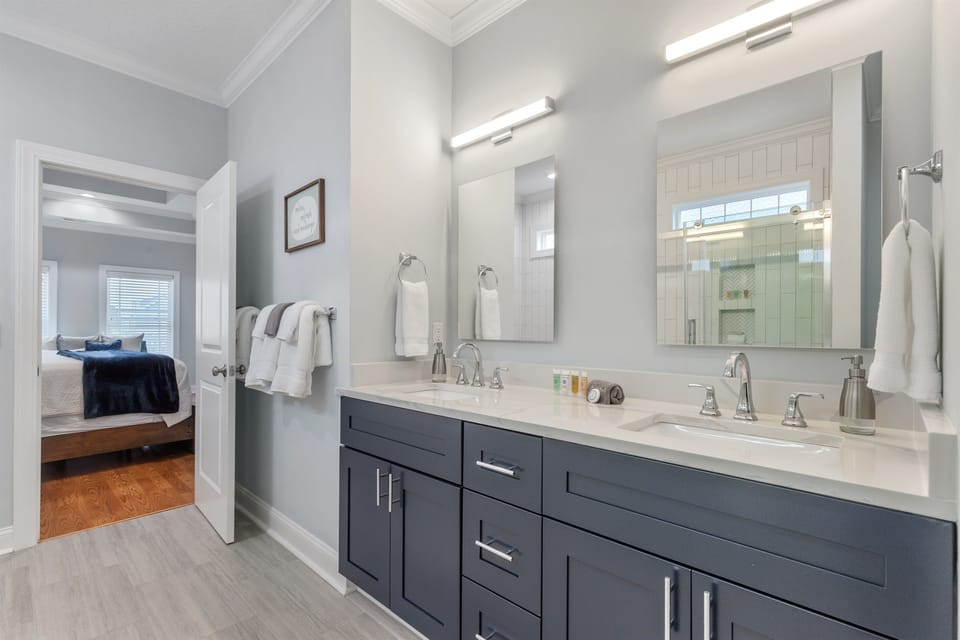 Master bathroom featuring brand new double vanity!