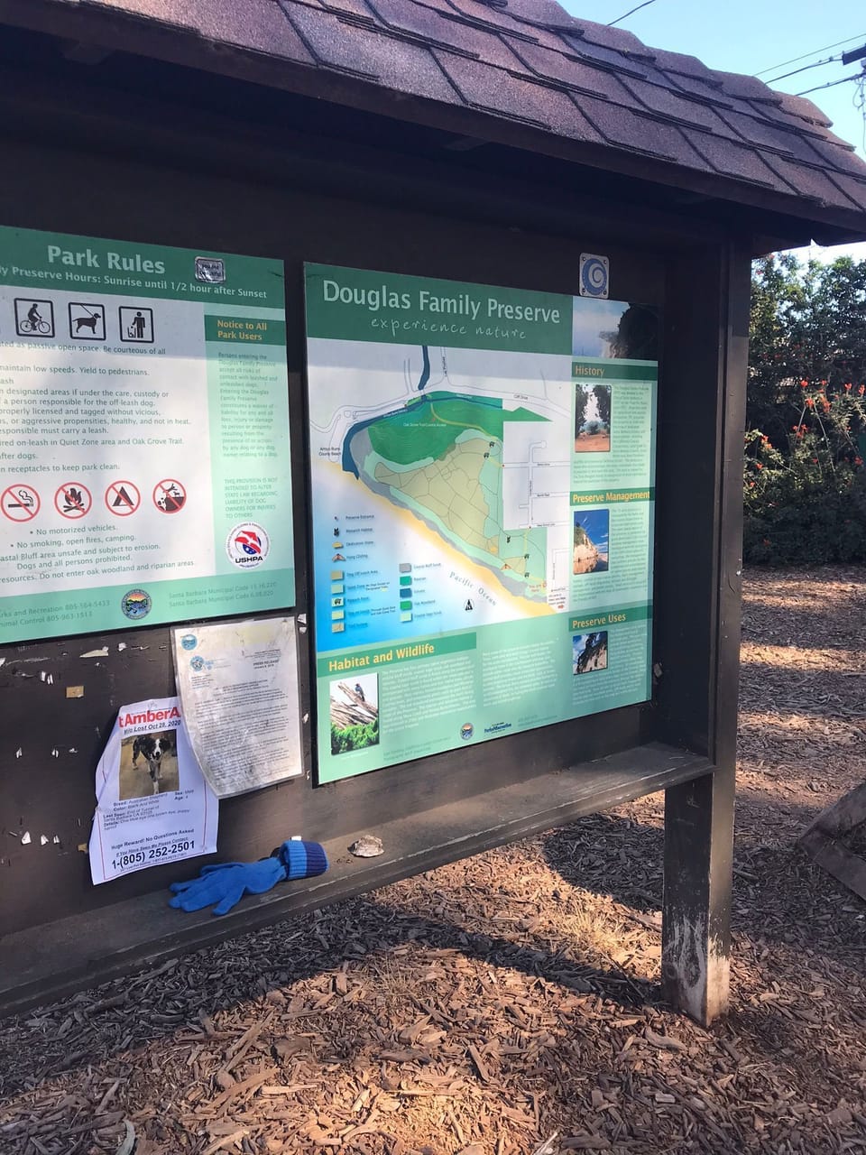 Map of hiking trails at entrance. Great for easy family walks, overlooks ocean!