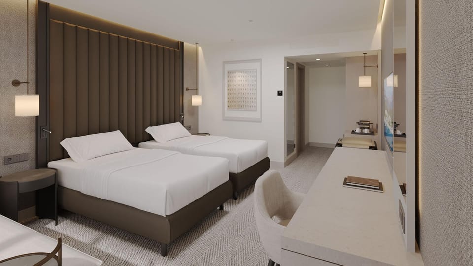 Grand Family Room | Premium bedding, free minibar, in-room safe, laptop workspace