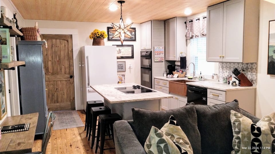 View from living room to kitchen