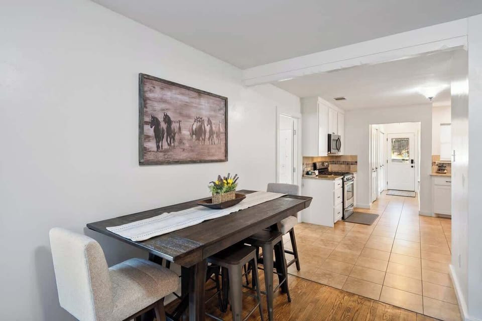 Comfortable dining seating for 6 .