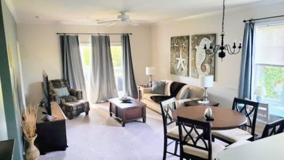 Living room and dining room areas