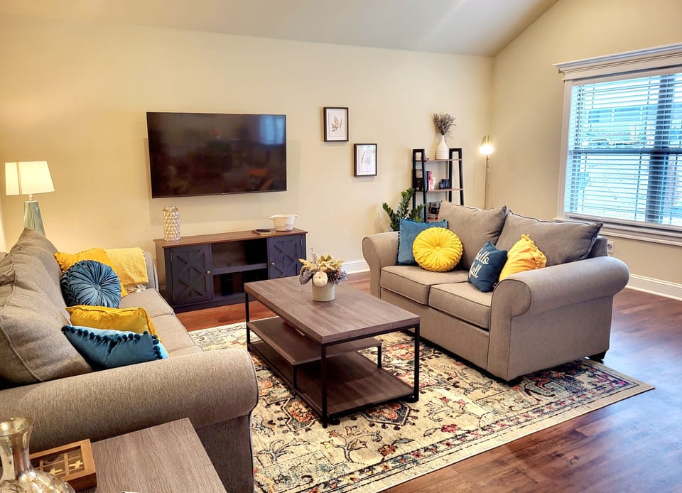 Plenty of room to sit and relax. Watch a movie or play board game. 