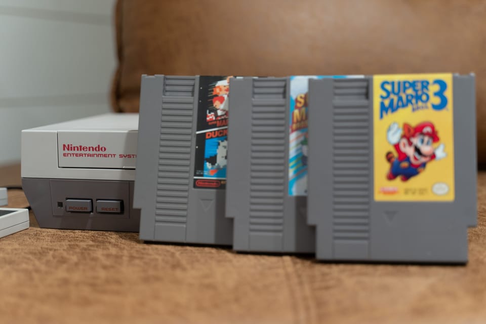 Throwback gaming system with an Original Nintendo and Super Mario!