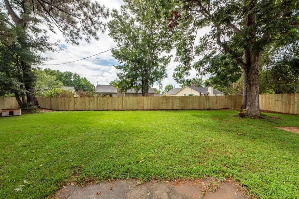 fully fenced in backyard 