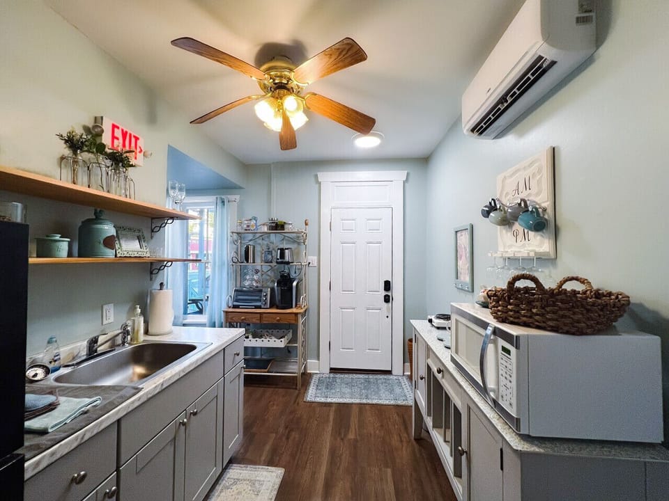Kitchen with door to deck