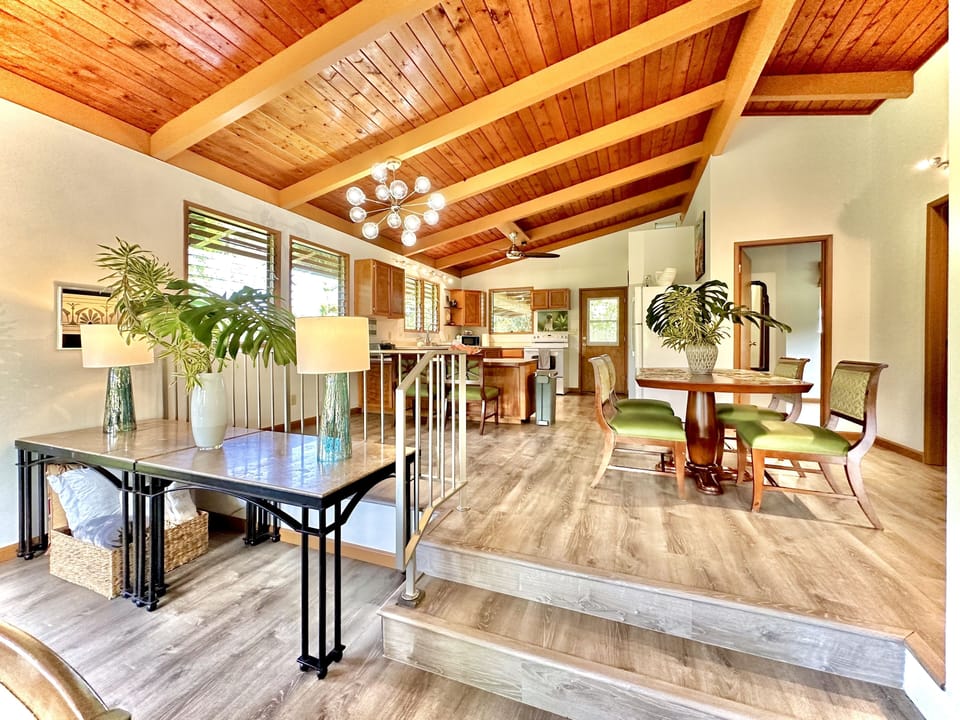 Open concept great room includes step down lounge area