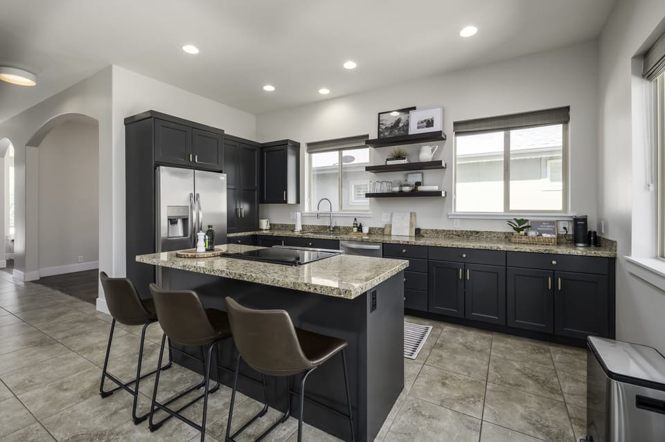 Spacious kitchen with island seating