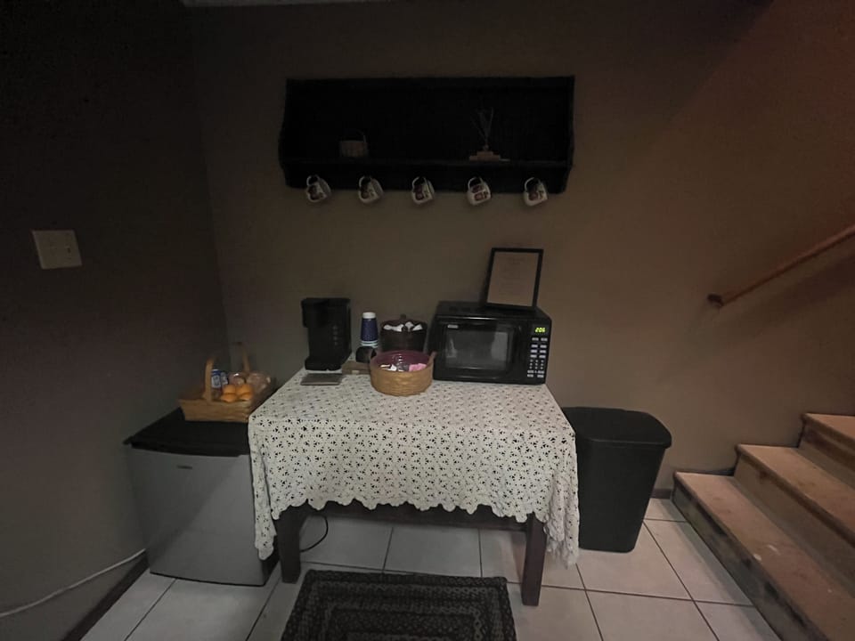 Continental breakfast, microwave, keurig machine, mini refrigerator.