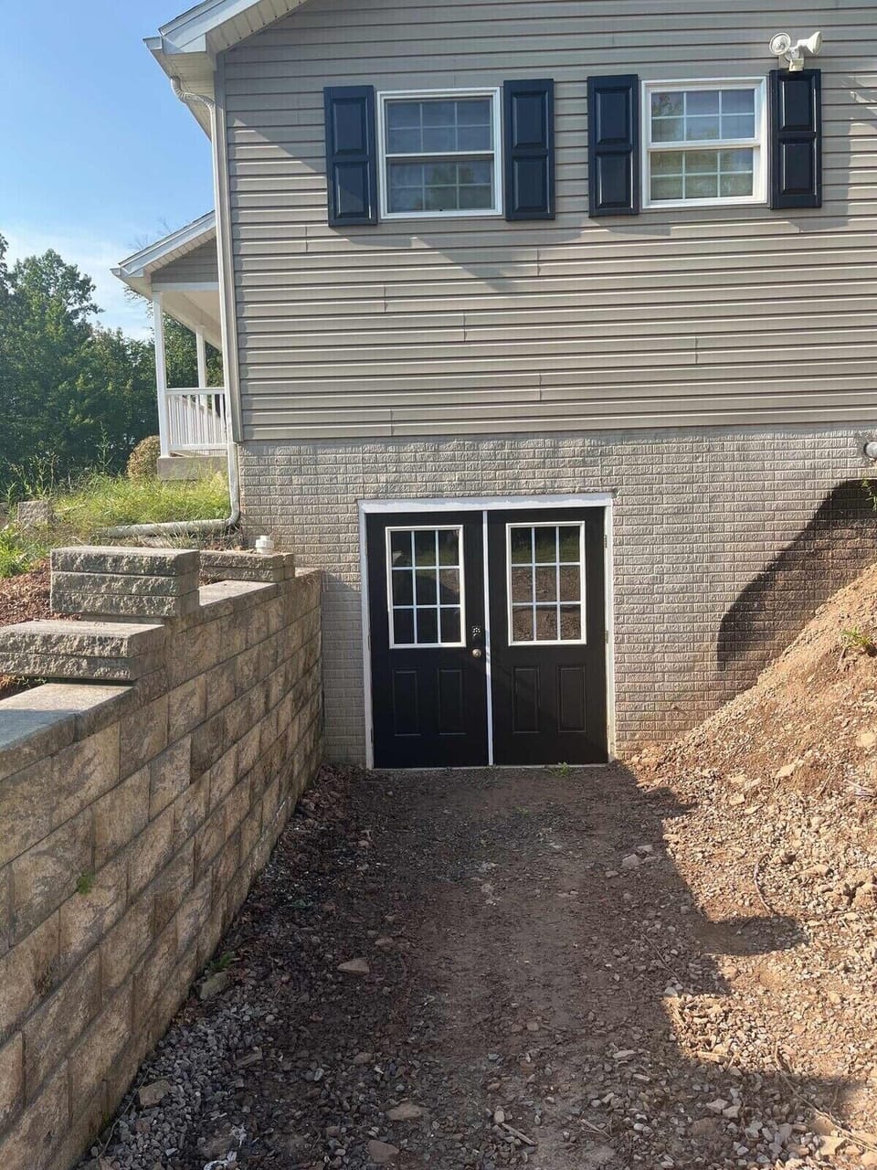 Outside private entrance to inside of home.