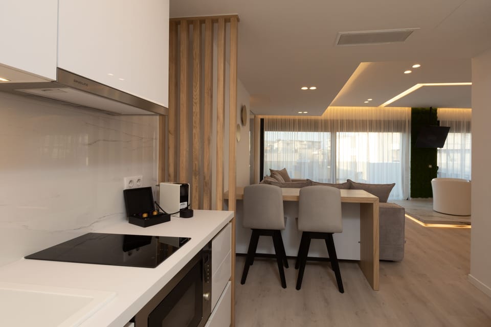 Acropolis View Executive Suite | Private kitchen | Espresso maker, coffee/tea maker, full-size fridge, microwave