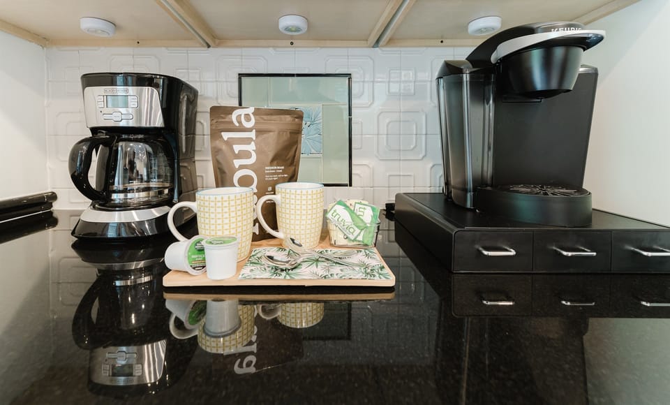 Enjoy complimentary coffee with a choice of filter coffee or Keurig. 