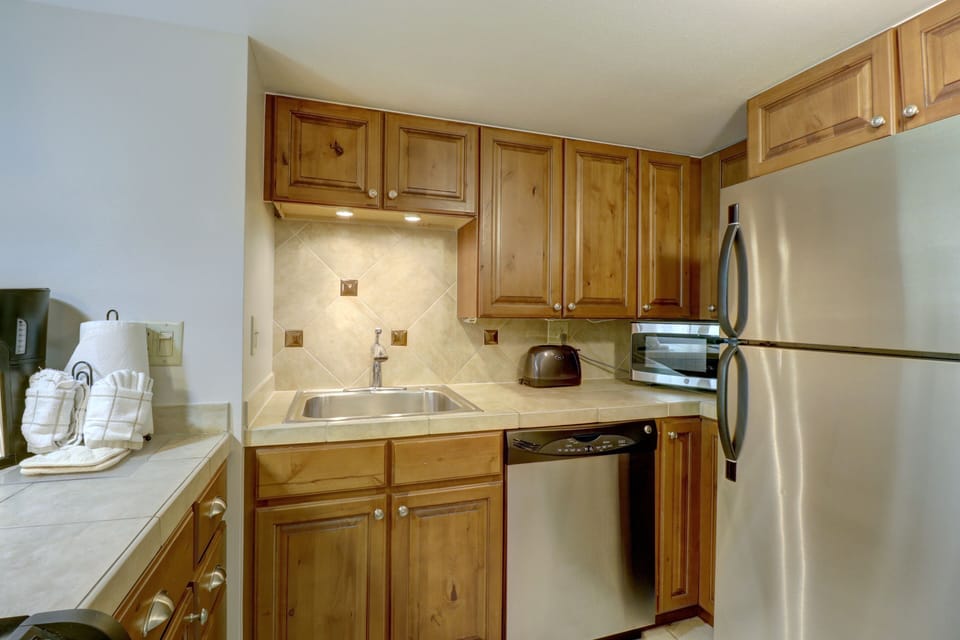 Compact kitchen area.