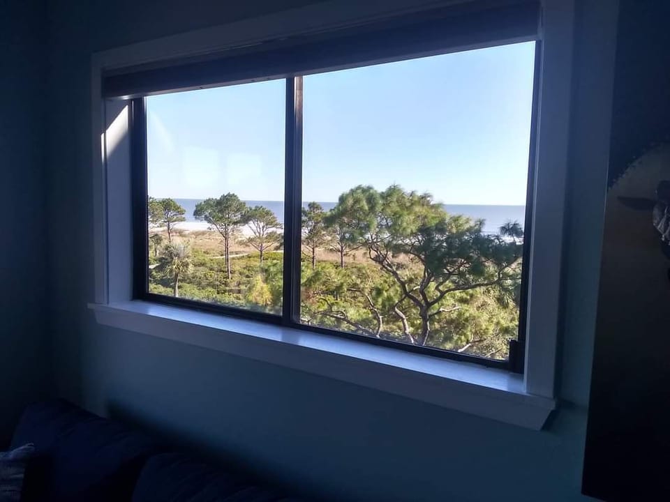 Ocean and beach views from the main living space.