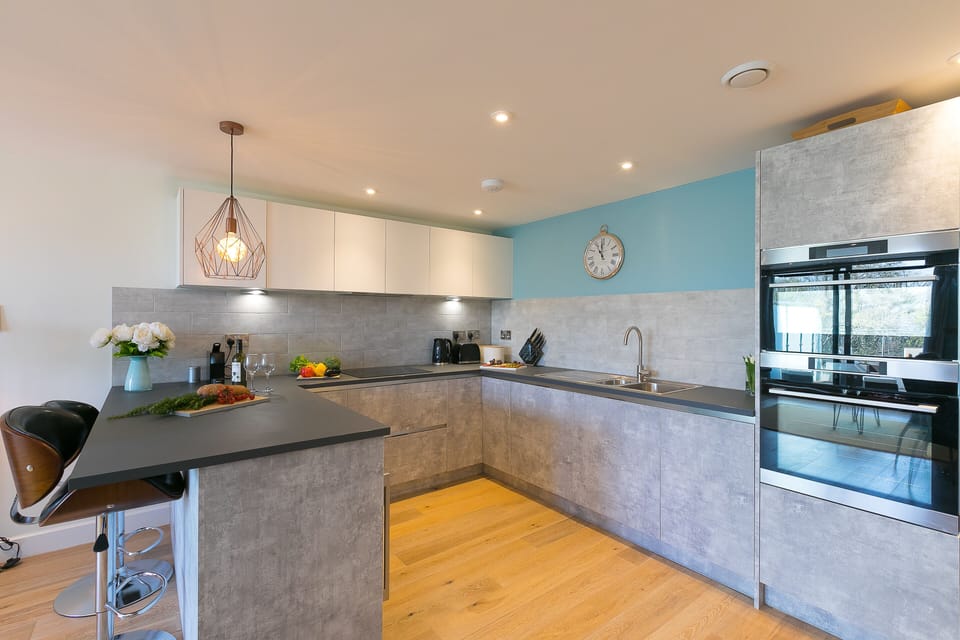 Fridge, dishwasher, electric kettle, toaster