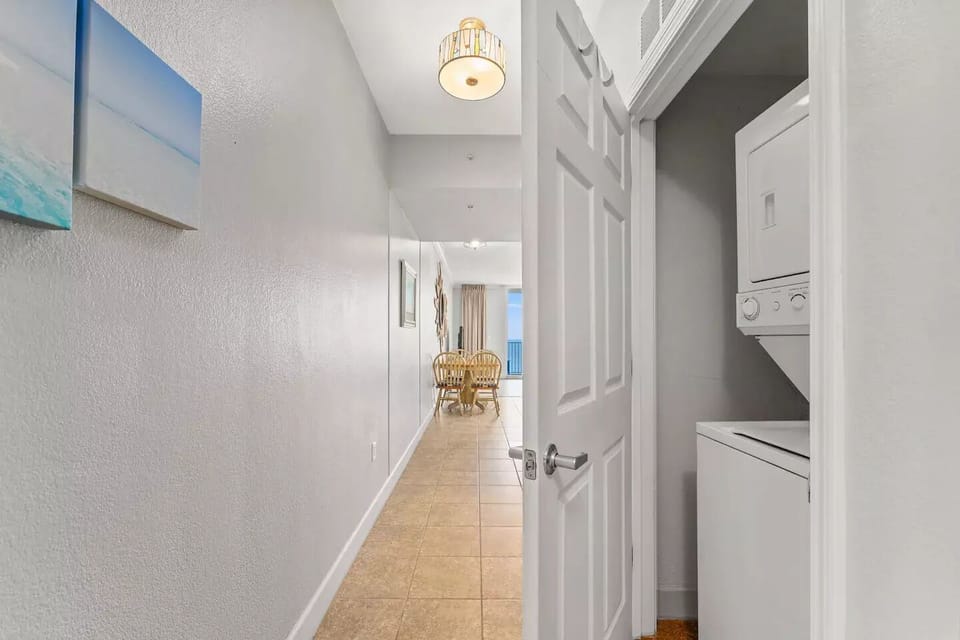 There is a stacked washer/dryer available for you to do laundry.