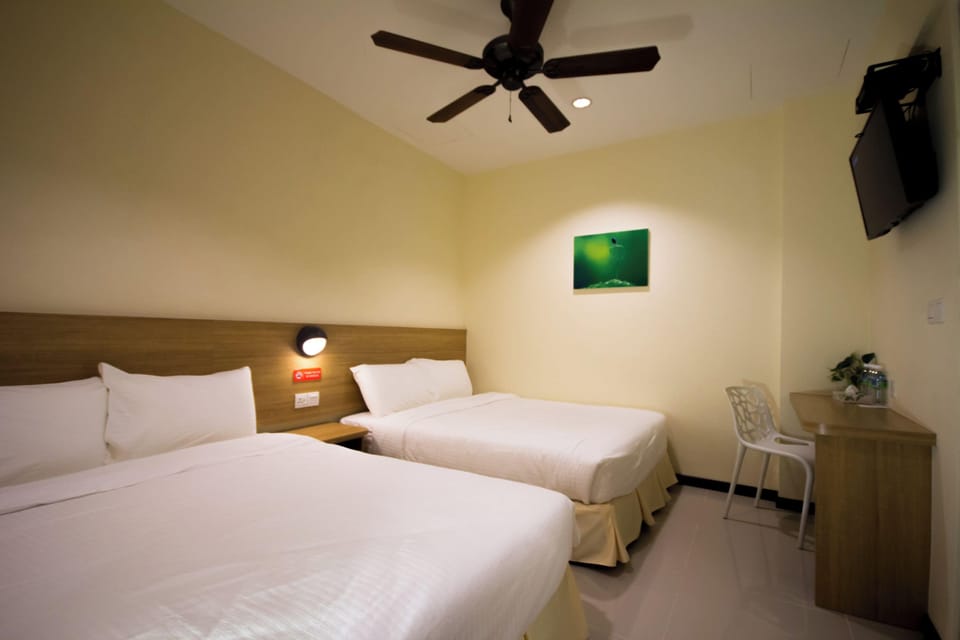 Desk, free WiFi, bed sheets