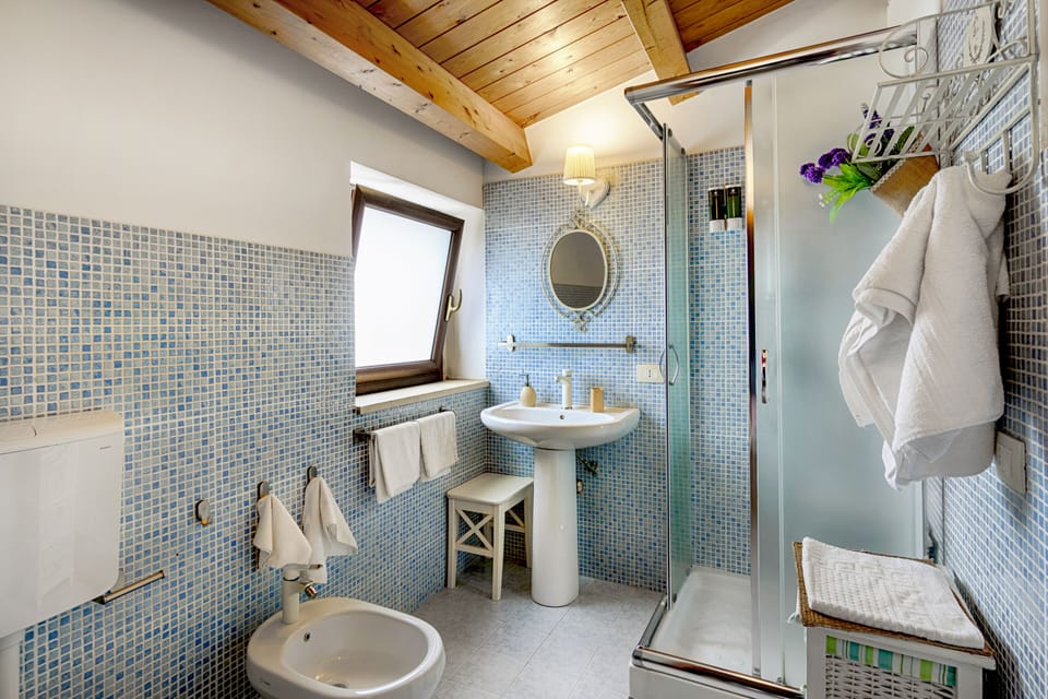 Shower, eco-friendly toiletries, hair dryer, bidet