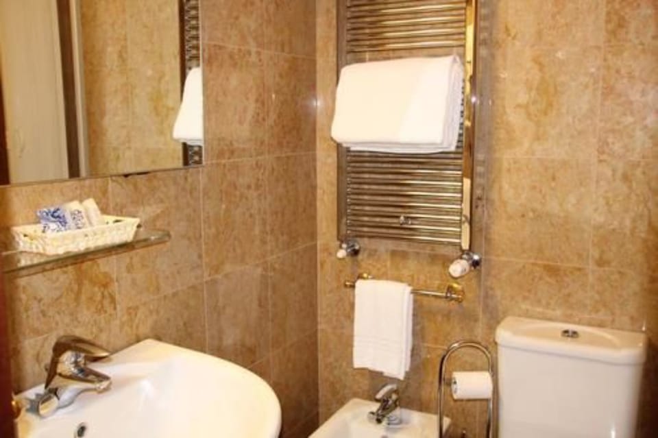 Shower, free toiletries, hair dryer, bidet