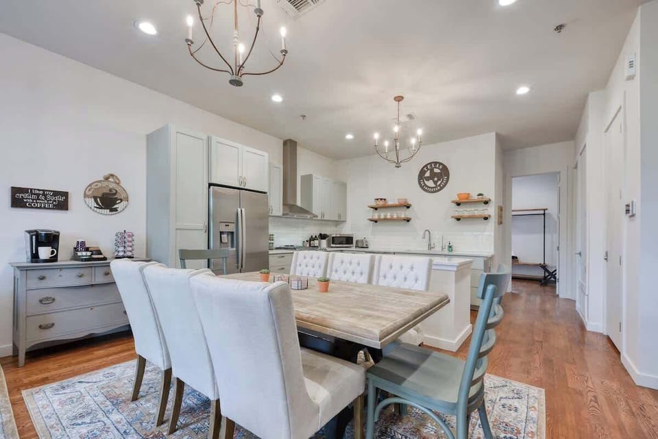Dining table with seating for 8 