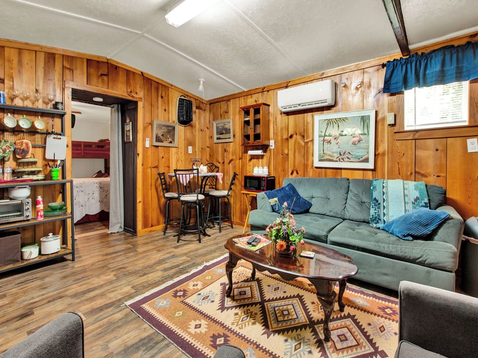 living room and kitchenette in bunkhouse