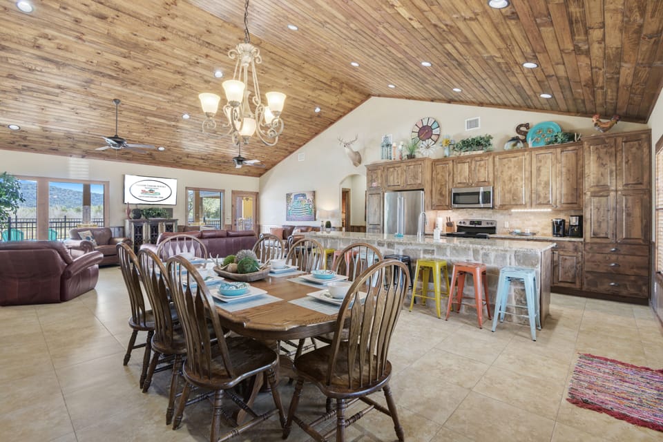 Pull up a seat at the table of at the breakfast bar.