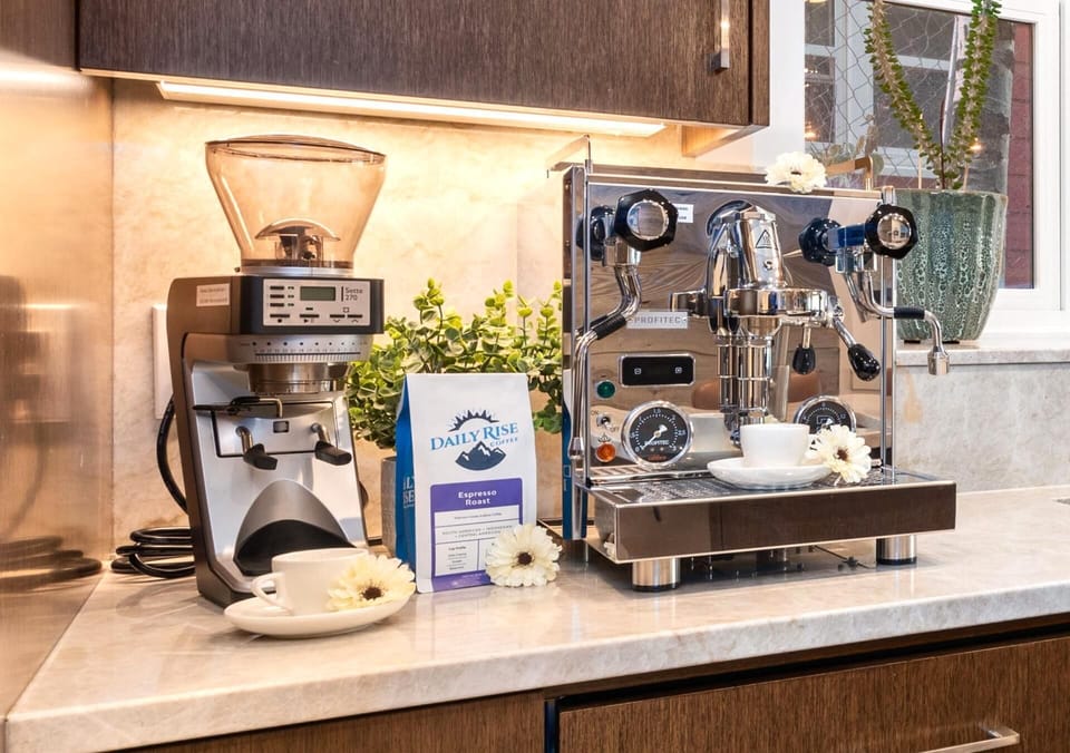 A gourmet espresso station brings your morning routine to life with café-quality brews at home.
