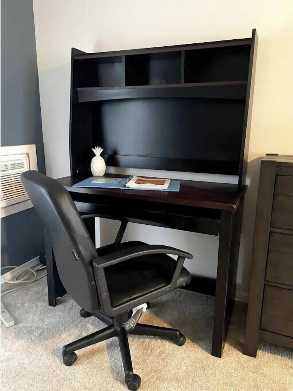 Desk located downstairs in living room