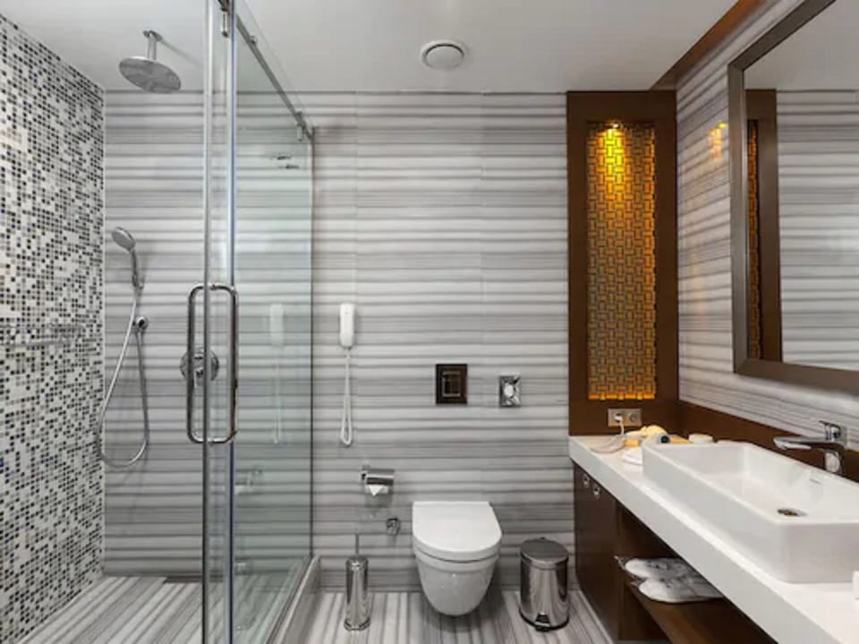 Shower, free toiletries, hair dryer, bathrobes