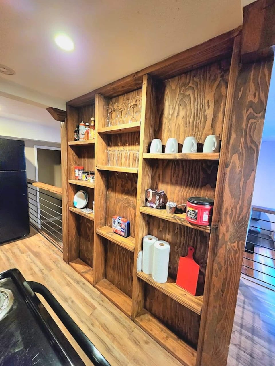 There is a full size kitchen that is fully stocked with all of the dishes and cookware you will need during your stay. We also supply soaps, paper towels, coffee, creamer, and sugar. 