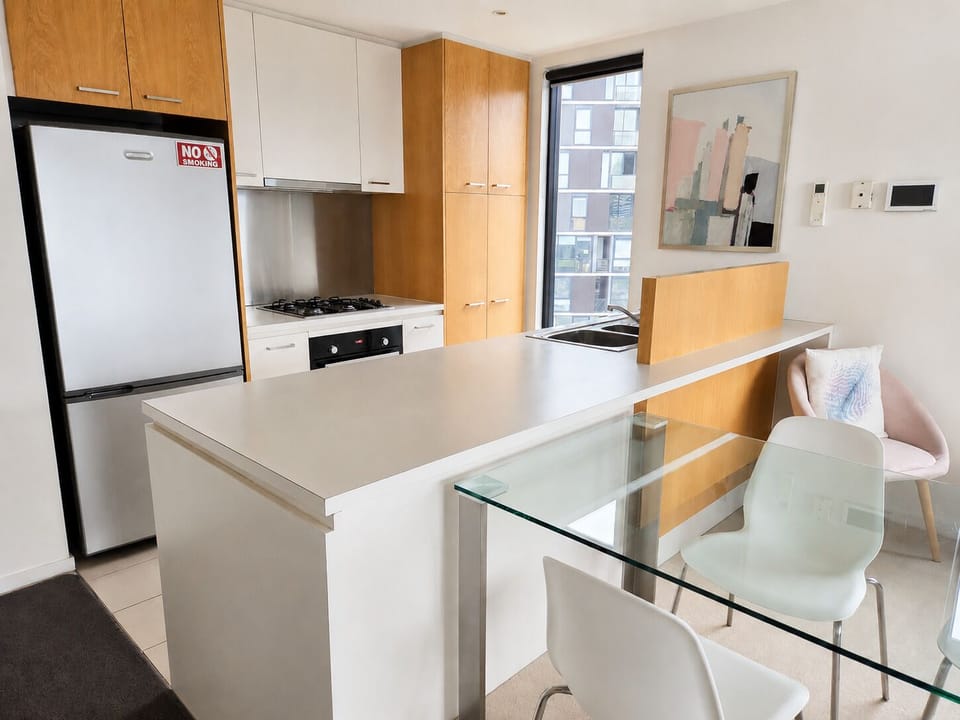 Two Bedroom Apartment | Private kitchen | Full-size fridge, microwave, oven, stovetop