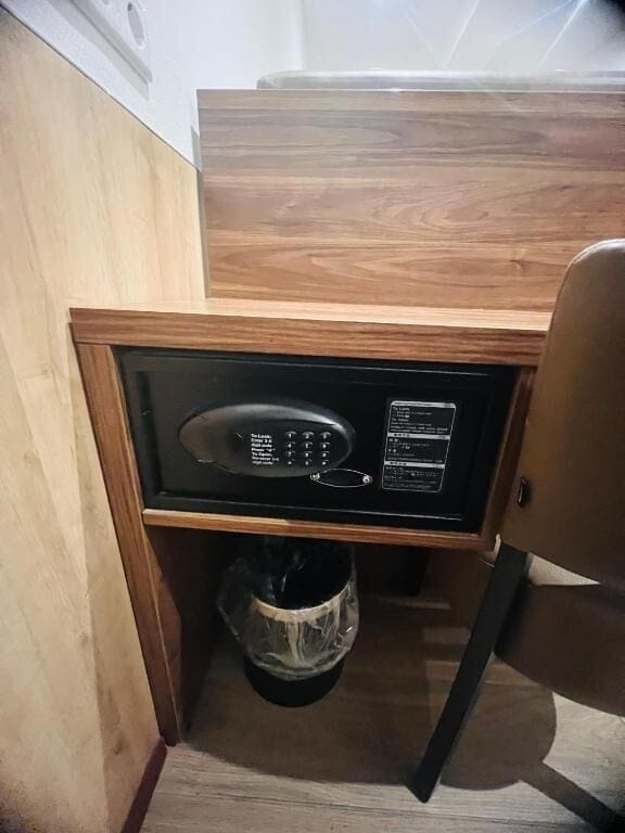 Basement Double Room - No Windows | In-room safe, desk, laptop workspace, bed sheets