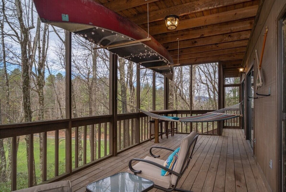 Porch overlooking the golf course