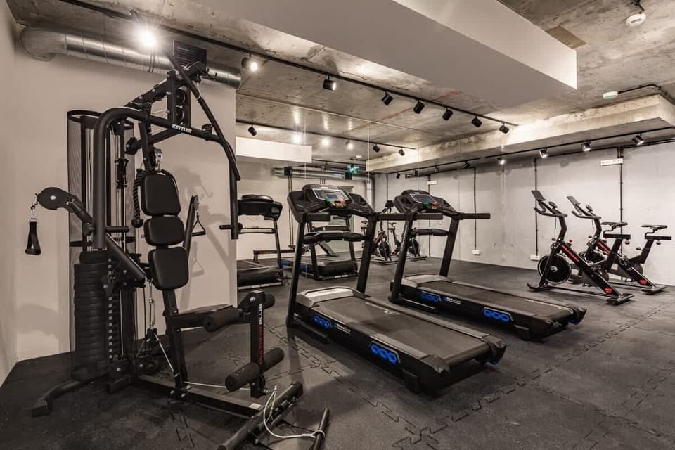 Gym with modern exercise equipment