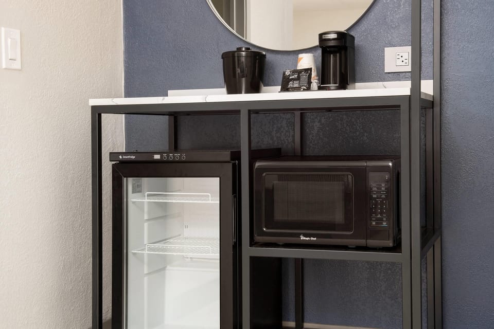 Standard Room, 2 Double Beds, Non Smoking | Desk, laptop workspace, blackout drapes, iron/ironing board