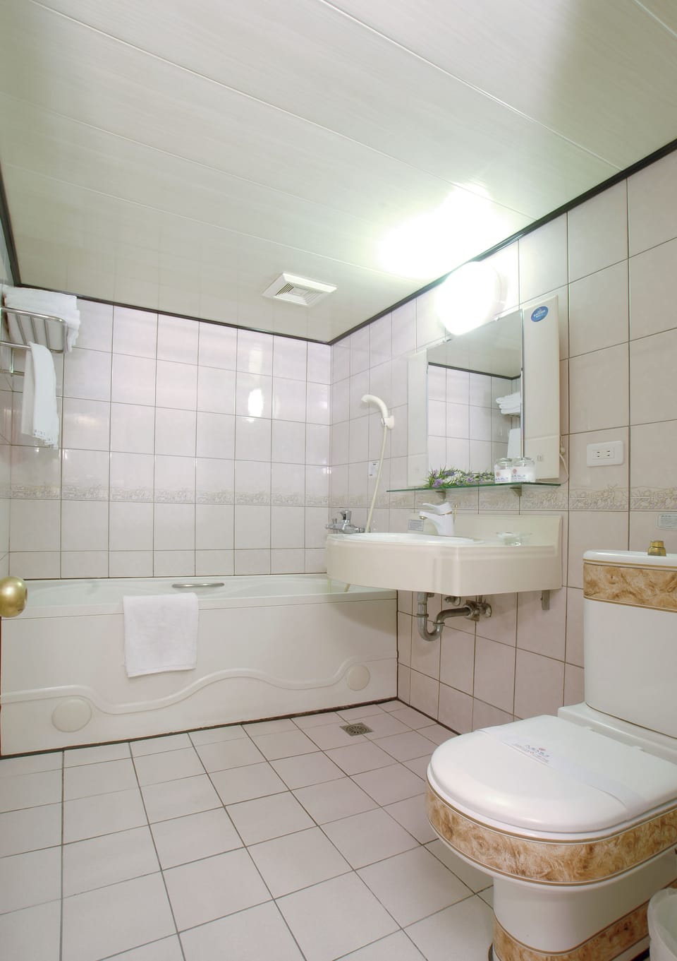 Combined shower/tub, deep soaking tub, rainfall showerhead