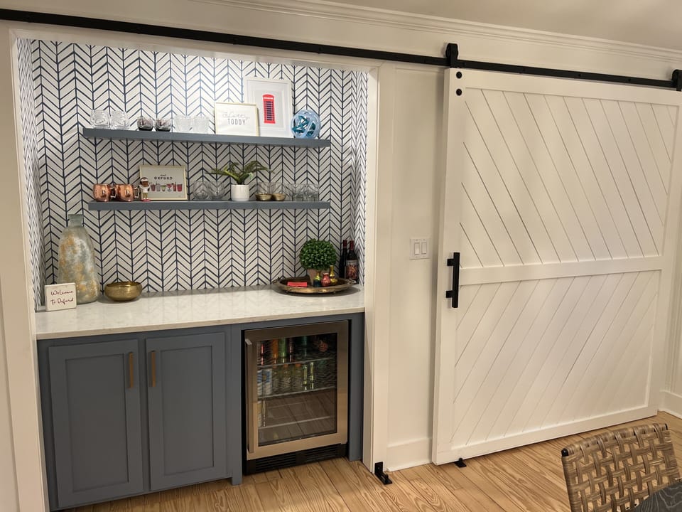 Wet Bar off dining room - barn door slides to revel laundry room